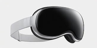 Apple Vision Pro headset displaying a futuristic interface.