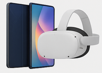 Samsung's Galaxy Z Fold phone shown in both its folded and unfolded states.