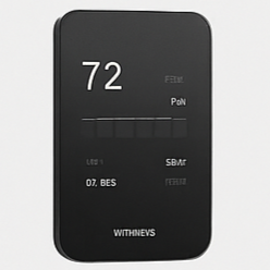 A person looking into the Withings Smart Mirror which is displaying health data.